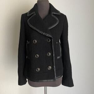 Tory Burch sz S 100% Wool knit‎ collared button coat